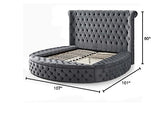 Elizabeth Upholstered Round Storage King Bed in Gray